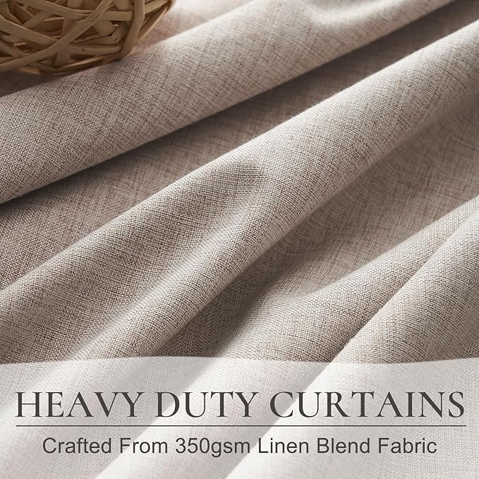 Extra Long Faux Linen Curtains 132 Inches Long