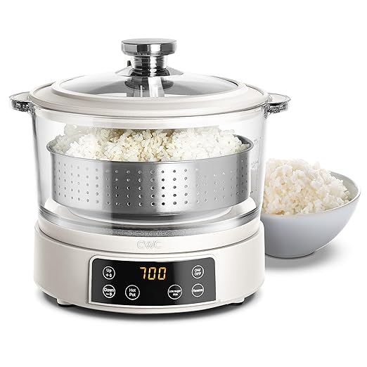 COOK WITH COLOR 3L Glass Mini Low Carb Rice Cooker – Holds 2 Cups Raw/Makes 6