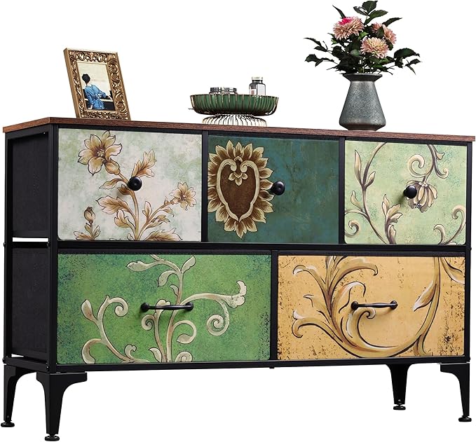 WLIVE Dresser for Bedroom with 5 Drawers, Wide Chest of Drawers, Fabric Dresser