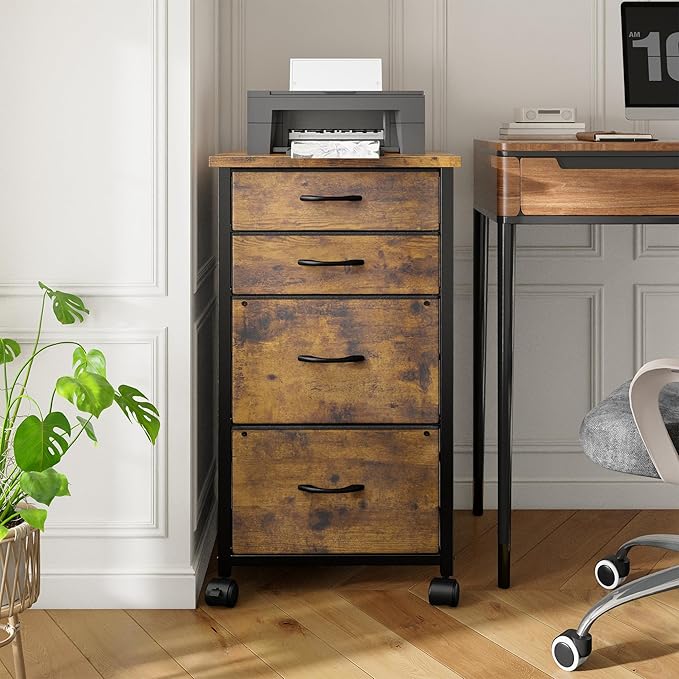 4 Drawers Mobile File Cabinet Vertical Filing Cabinet