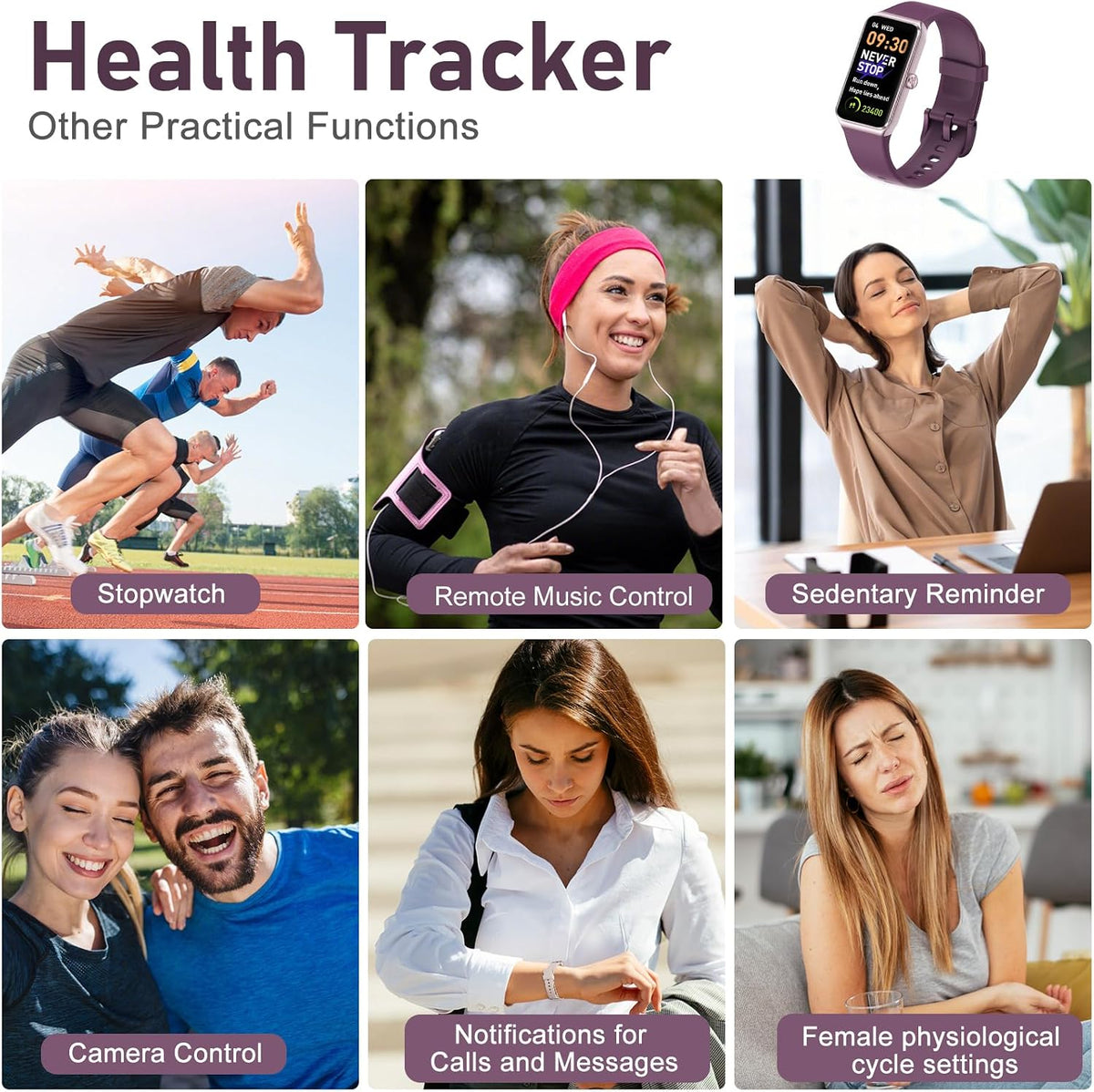Fitness Tracker with Step Counter/Calories/Stopwatch, Activity Tracker, Health Tracker with Heart Rate Monitor, Sleep Tracker,1.47 Touch Color Screen, Pedometer Watch for Women Men