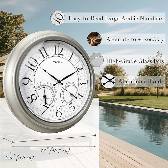 FOUNTAIN DESIGNS 18" Illuminated in/Outdoor Clock