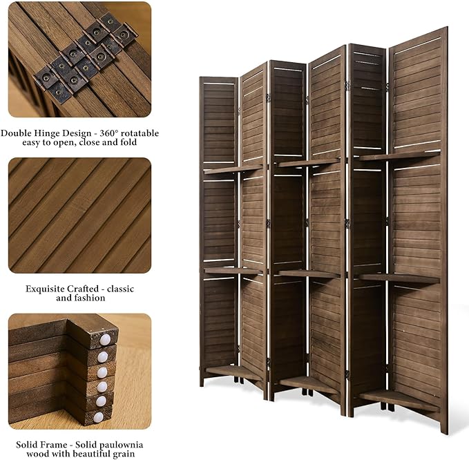 Partition Room Dividers, Folding Wood Privacy Screen