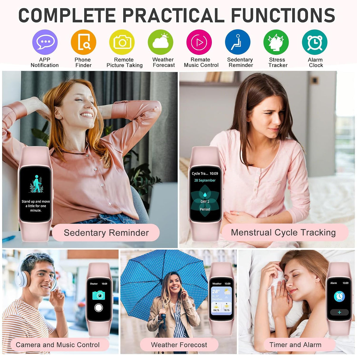 fitness tracker with 24/7 heart rate blood oxygen on a desk or shelf