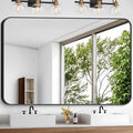 Large Bathroom Mirror, 60 x 40 inch Black Rectangle Mirror, Metal Framed