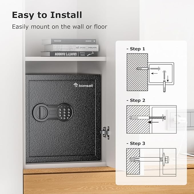 Bonsaii Steel Safe Box with Digital Keypad Lock, 1.2 Cubic Feet Security