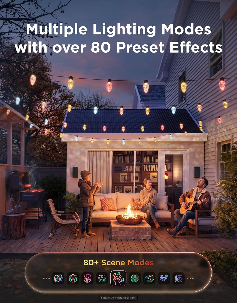 Govee C9 String Lights, Outdoor Halloween Christmas Lights, 49ft