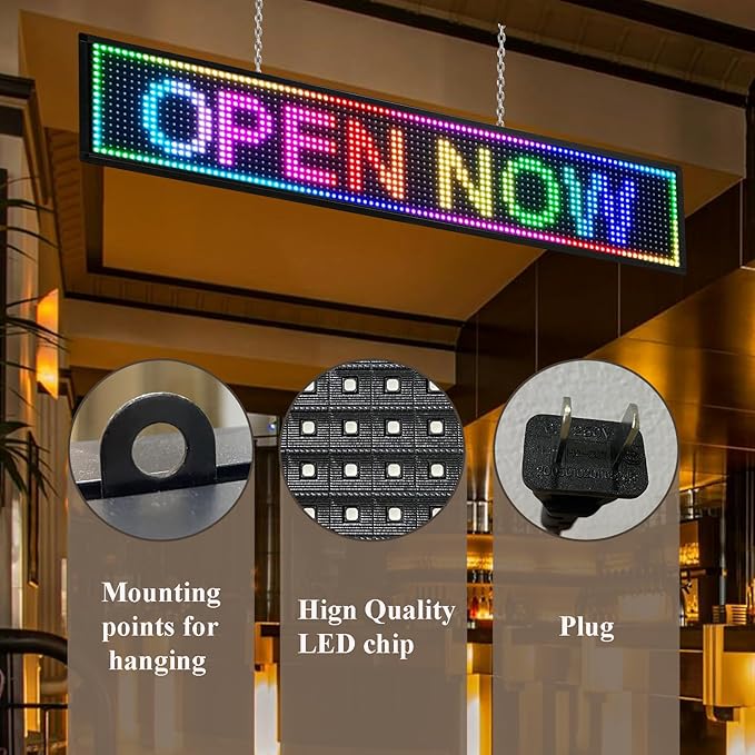 P6 Outdoor Full Color 40 x 18 inches Led Sign WIFI And USB Programmable Led Sign