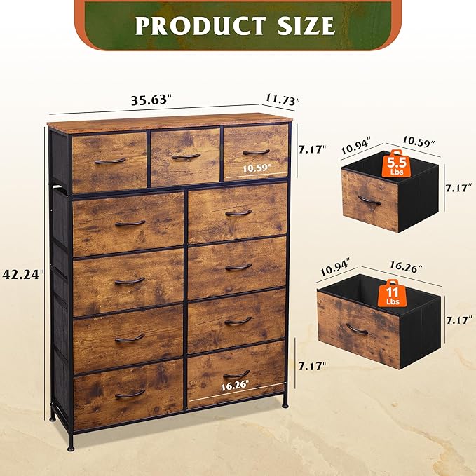 WLIVE Tall Dresser for Bedroom, Fabric Dressers Storage Tower, Dresser & Chest