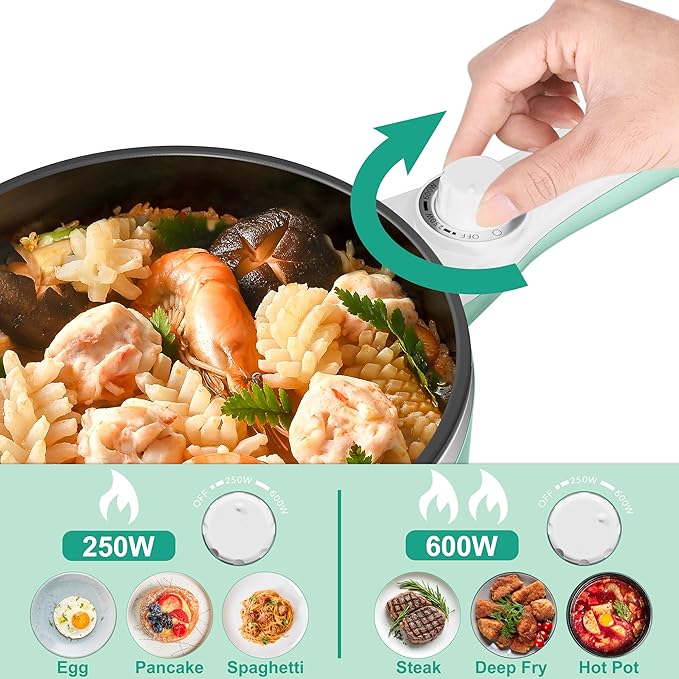 Dezin Hot Pot Electric Upgraded, Non-Stick Sauté Pan, Rapid Noodles Electric Pot