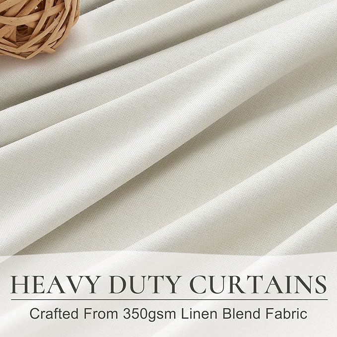 Pleated Beige Curtains 95 Inches Long 2 Panels Burg, Energy Efficient