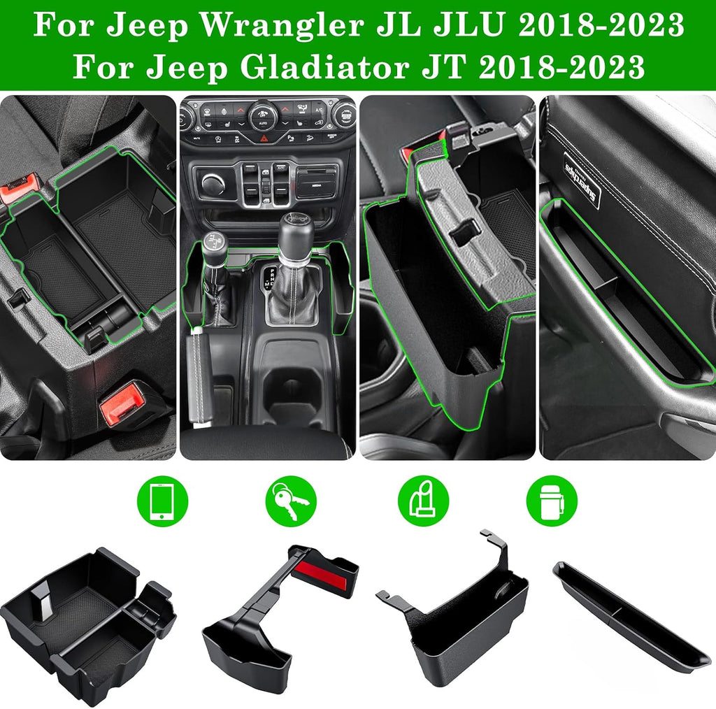 Eamplest Center Console Organizer for Jeep Wrangler & Gladiator 2018-2023