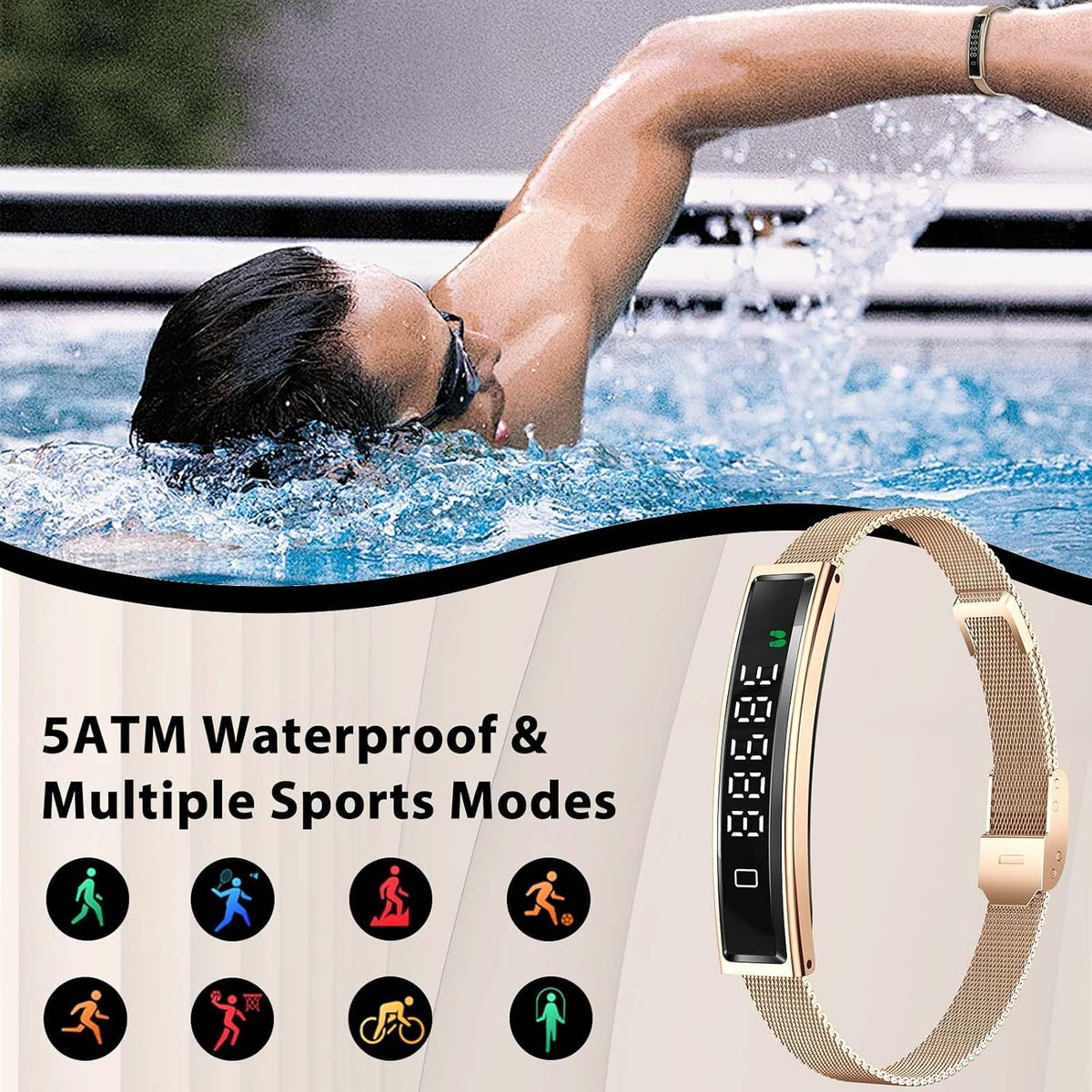 Smart Bracelet for Men Women with 2 Bands 24/7 Fitness Health Tracker