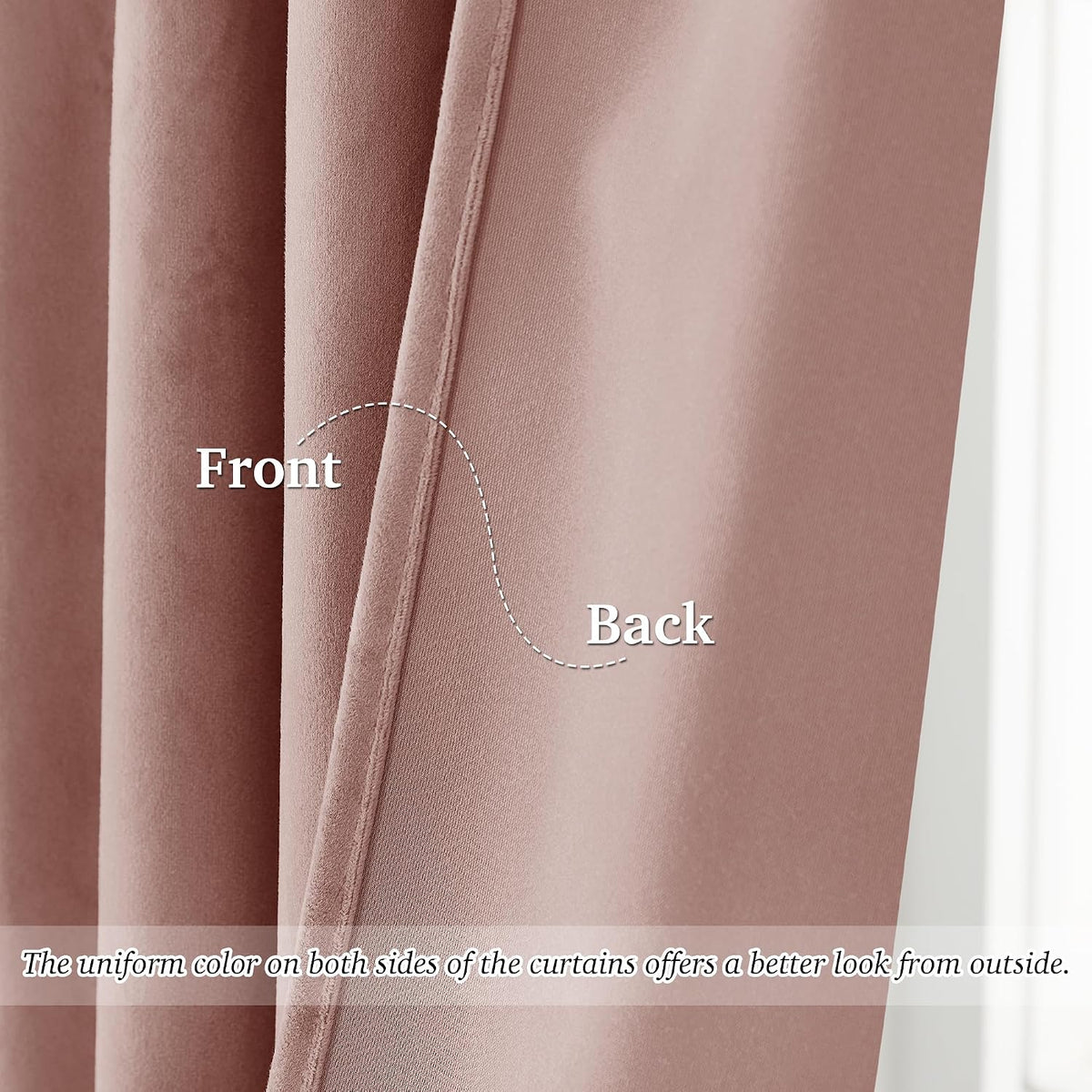 Pink Girls Bedroom Velvet Curtains 90 Inch Length 2 Panels | Romantic Blush Pink Drapes for Salon, Light Dimming Privacy Window Panels, Back Tab & Hook Belt, W52 x L90