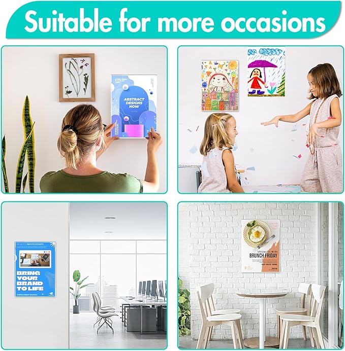 Aheroi 30Pcs Acrylic Sign Holder 8.5 x 11, No Drilling Acrylic Wall Frame Paper