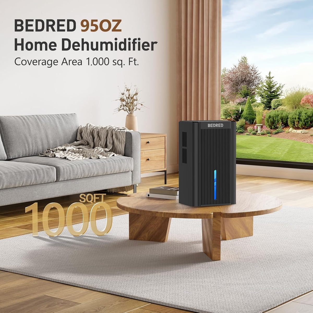 BEDRED Dehumidifier, 95Oz Dehumidifier for Home 1000 Sq.Ft