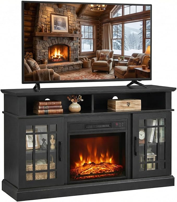 SIMOE Modern 48 Inch Electric Fireplace TV Stand, TV Console