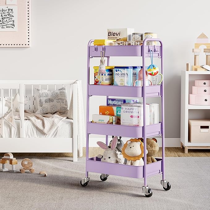 TOOLF 4-Tier Metal Rolling Cart
