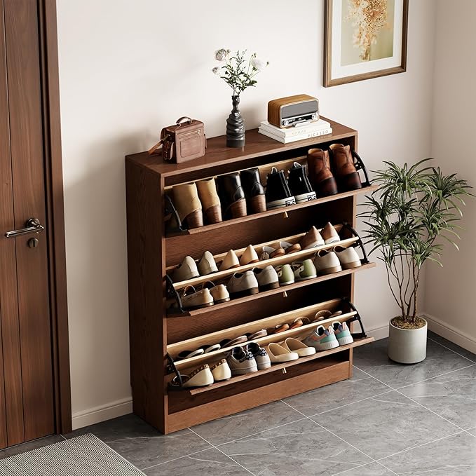KungFuWood Soild Wood Shoe Storage Cabinet