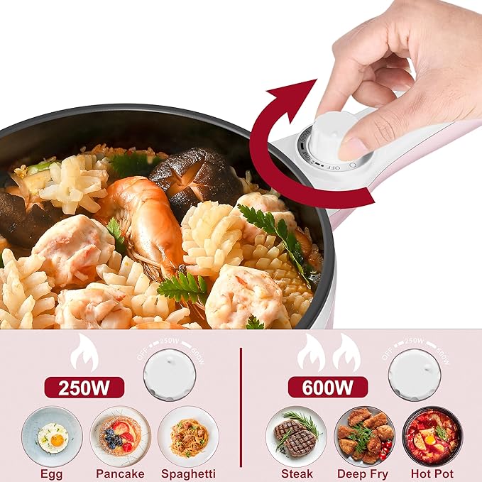 Dezin Hot Pot Electric with Steamer Upgraded, Non-Stick Sauté Pan, Rapid