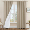 LAMIT 100% Blackout Linen Curtains, 84 Inch Linen Textured Living Room