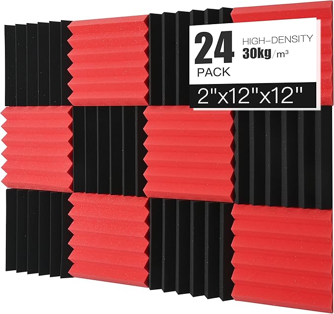 Acoustic Foams Panels 24 Pack 2" x 12"x 12" Sound Proof Foam Panels