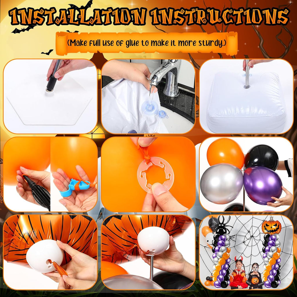 Kasyat 2 Sets Halloween Balloon Column Stand Kit with Pumpkin Spider