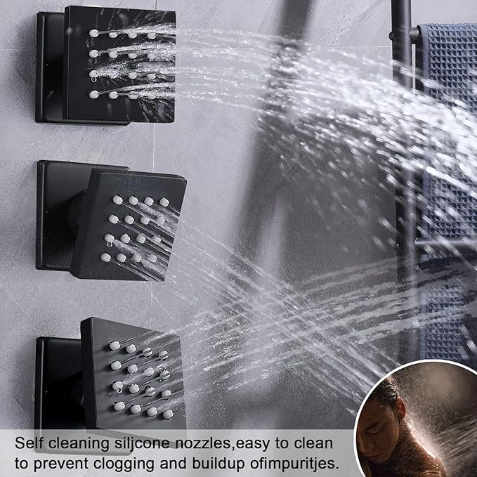 KATAIS Matte Black Shower System Digital Tempreature Display Thermostatic