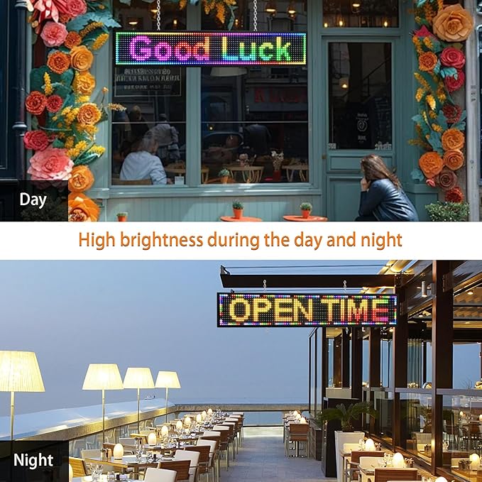 P6 Outdoor Full Color 40 x 18 inches Led Sign WIFI And USB Programmable Led Sign