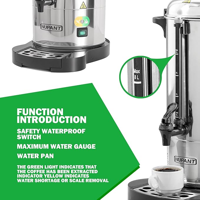 Commercial Coffee Urn 50 Cup/8L Coffee Dispenser