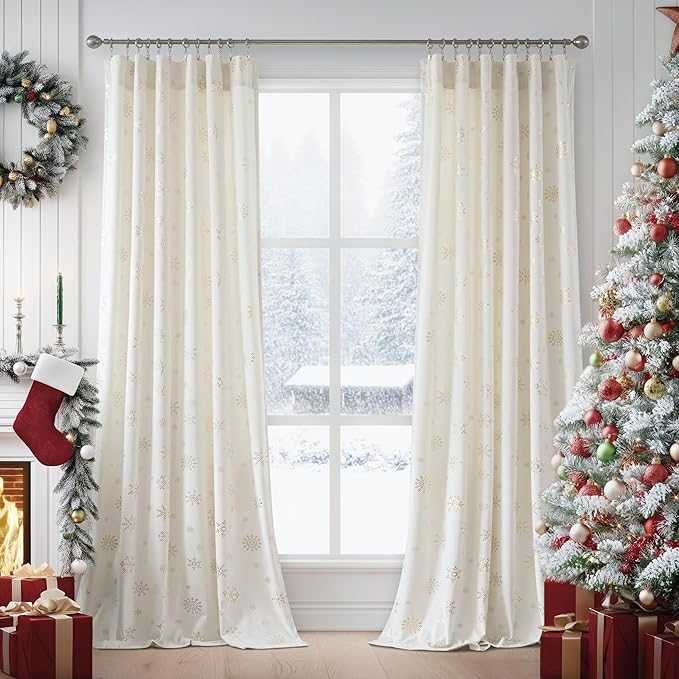 FMFUNCTEX Velvet Curtains Christmas Curtain
