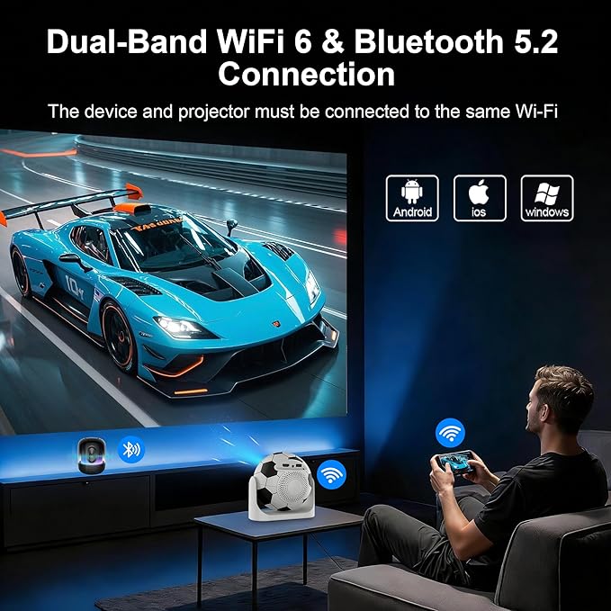 Mini Portable Projector with WiFi and Bluetooth, Built-in Apps Smart Projector