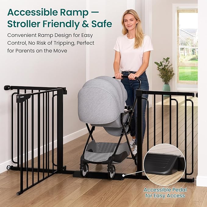Cumbor Extra Wide Baby Gate, 36.6-69" Walk-Through Dog Gate