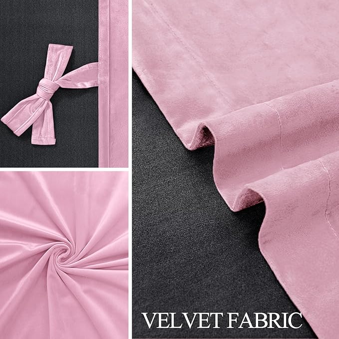 JIUZHEN Pink Velvet Curtains 120 inches (Set of 2)