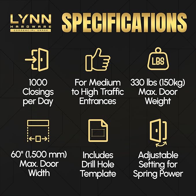 LYNN HARDWARE Medium/Heavy Duty Automatic Door Closer