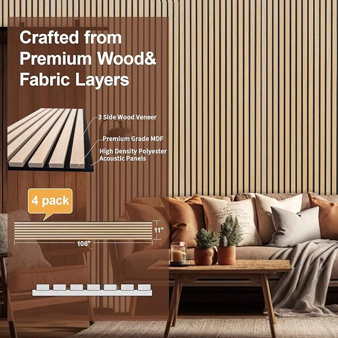 Yuzzy Wood Panels for Wall and Ceiling (4 PCS)