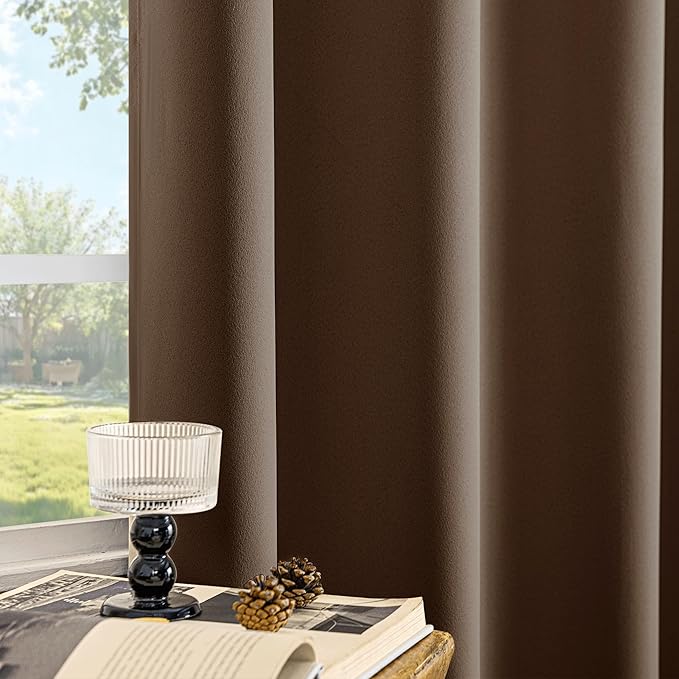 Beauoop 100% Blackout Curtains 63 Inch Long 2 Panels
