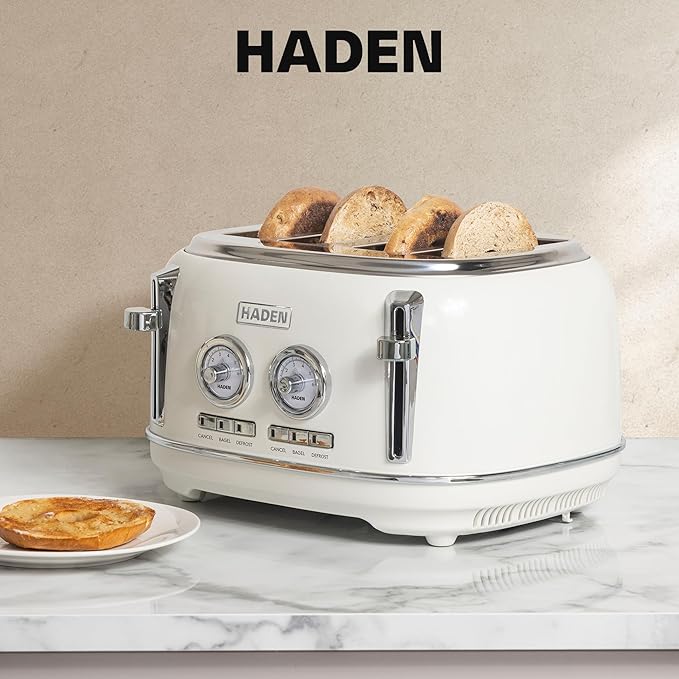 Haden Dorset 4 Slice Wide Slot Stainless Steel Toaster