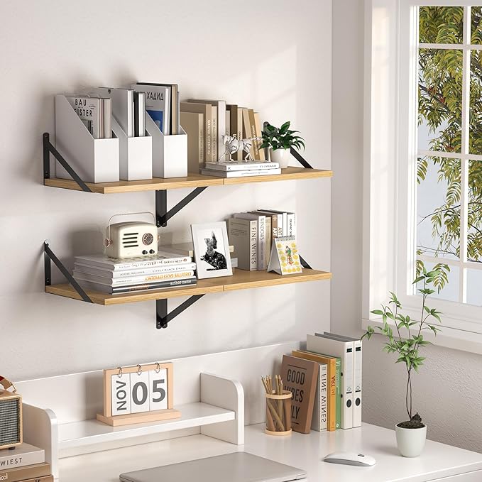Heimlove 12 Inch Deep Floating Shelves (Set of 2)