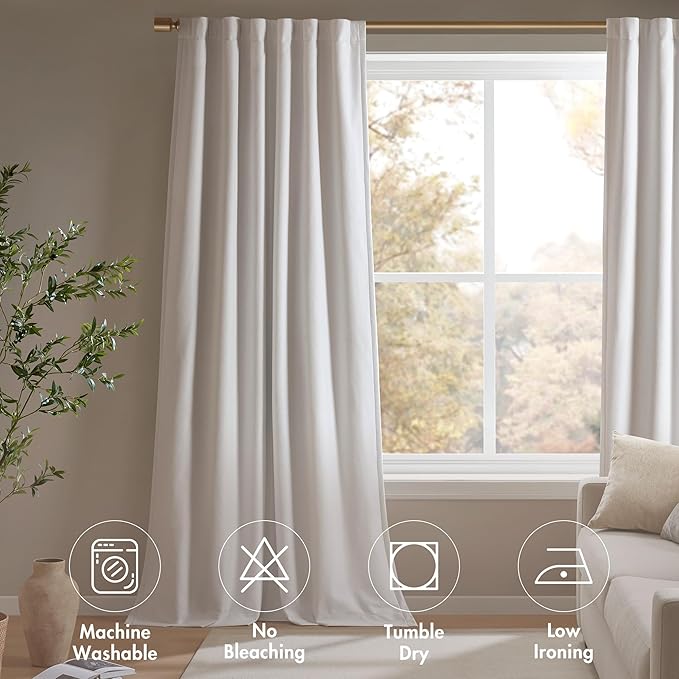 Madison Park Karien 100% Blackout Curtains 52x84 – White, 2-Layer Noise (2-PK)