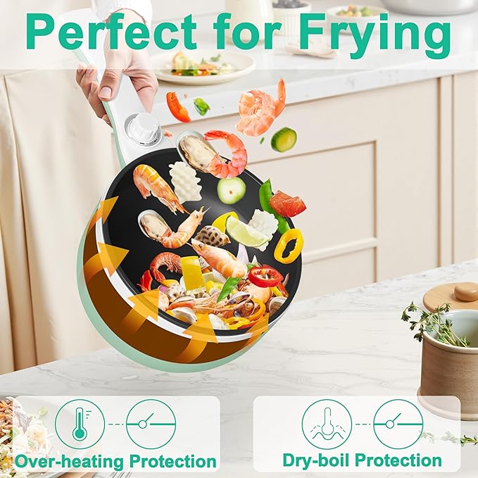 Dezin Hot Pot Electric Upgraded, Non-Stick Sauté Pan, Rapid Noodles Electric Pot