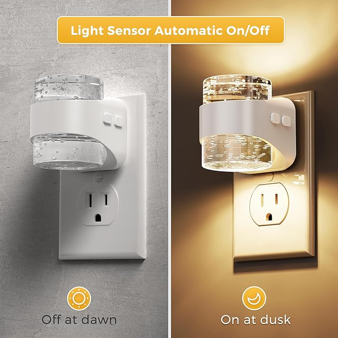L LOHAS LED Night Light, 3CCT Bubble Night Lights Plug into Wall, 2 Pack
