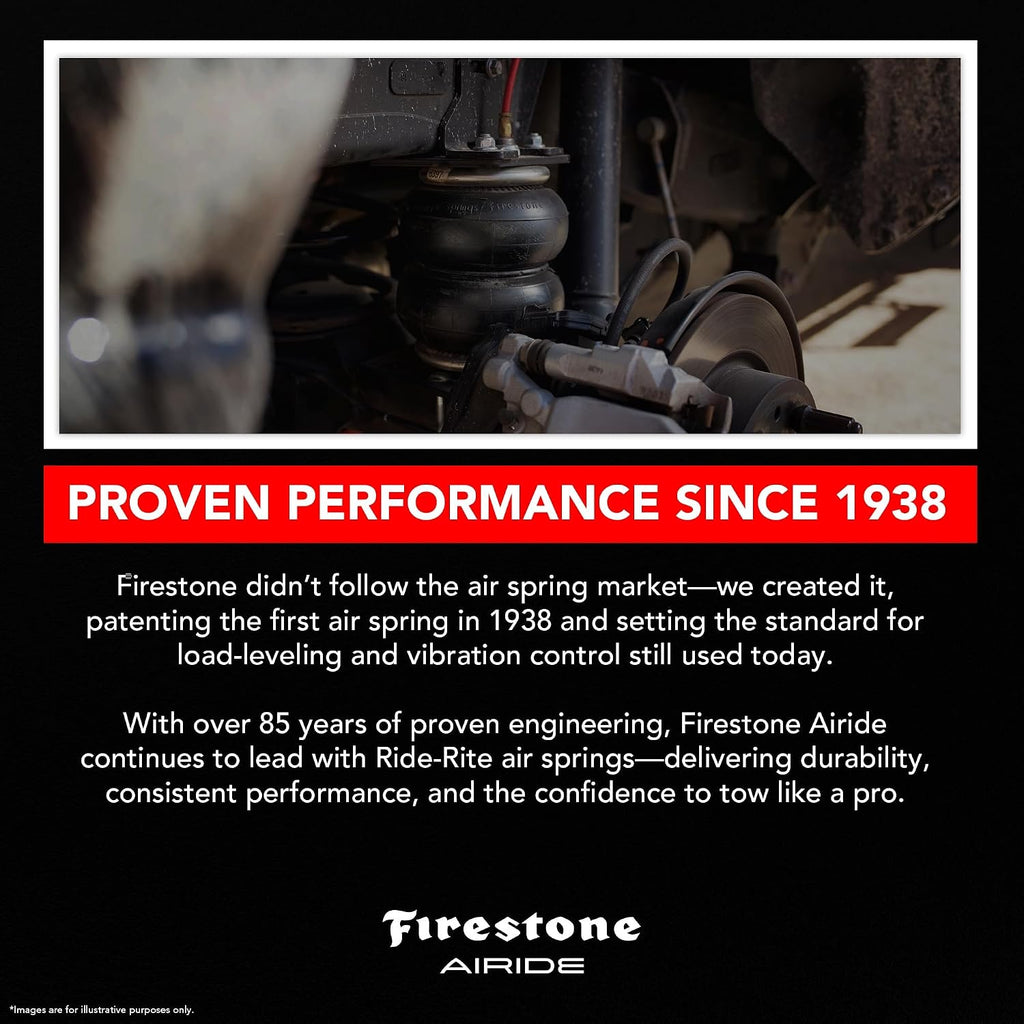 firestone airide ride-rite air suspension kit with mounting, front angle view