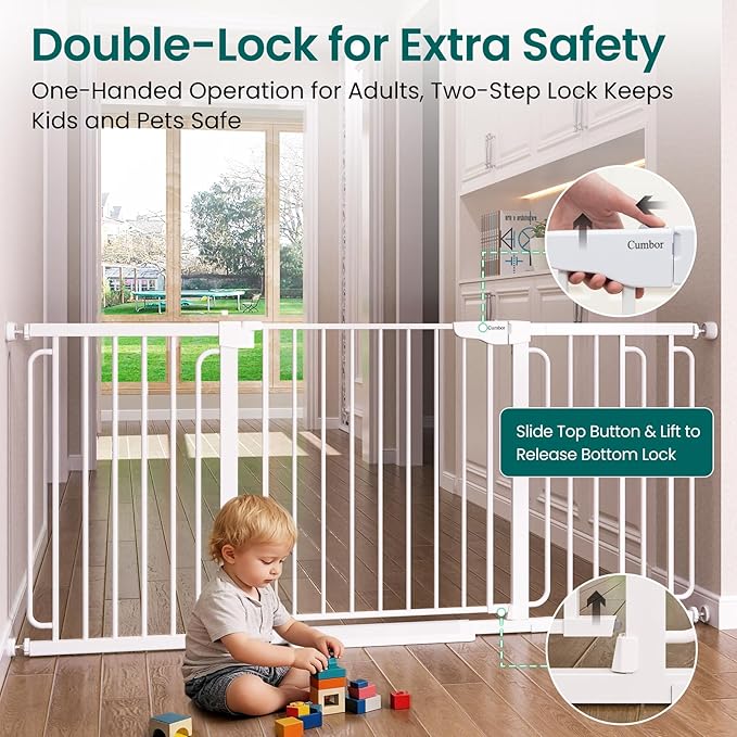 Cumbor Extra Wide Baby Gate, 36.6-69" Walk-Through Dog Gate