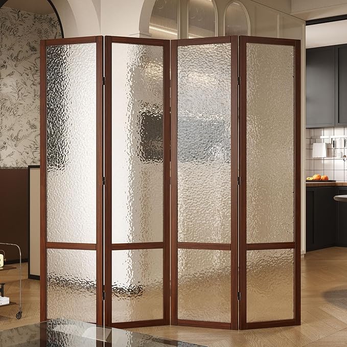 Acrylic Room Divider, 4-Panel Freestanding Partition Screen, Frosted