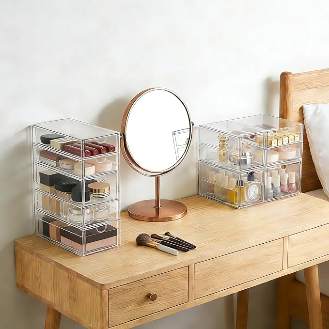Prsildan Acrylic Drawer Makeup Organizer (Set of 3)