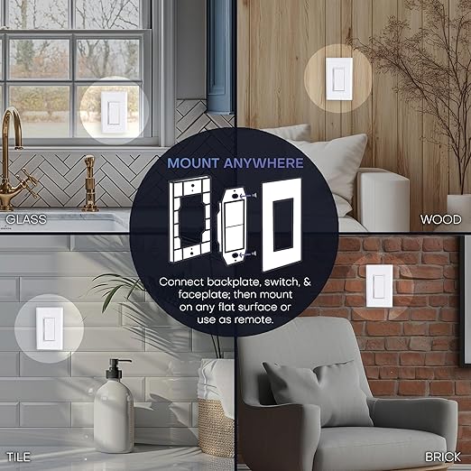 RunLessWire 3-Way Battery-Free DIY Wireless Light Switch Kit 150ft RF Range