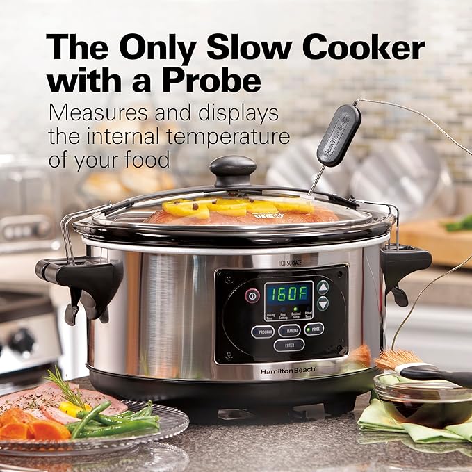 Hamilton Beach Portable 6 Quart Set & Forget Digital Programmable Slow Cooker