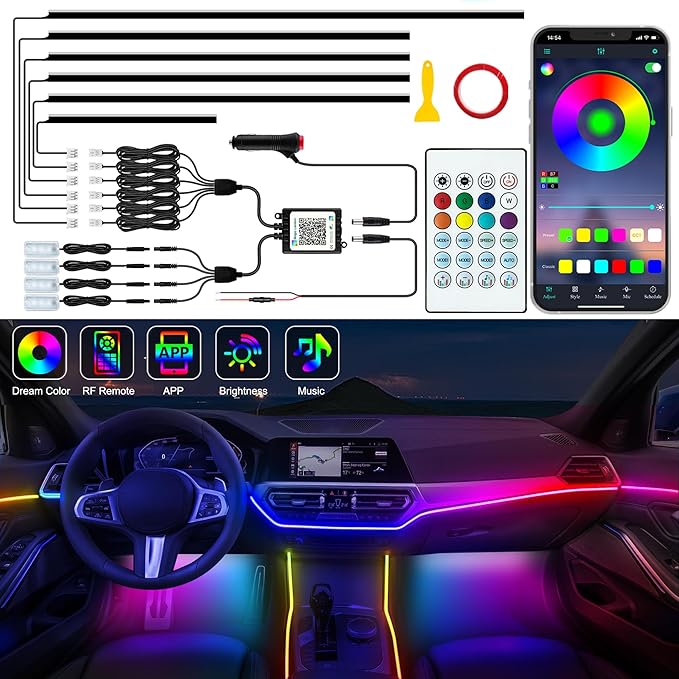 Jushope Interior Car LED Strip Lights, Acrylic LED Lights