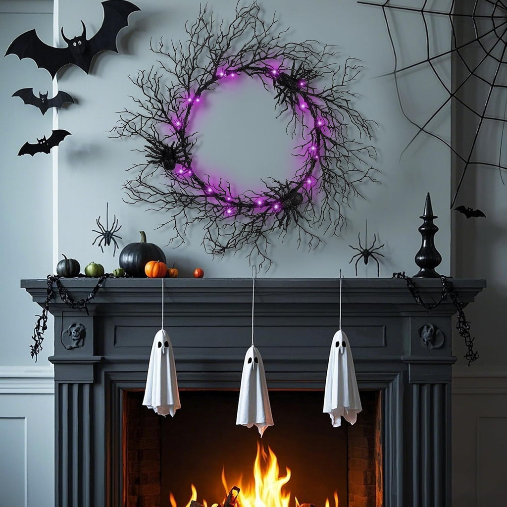 Adroiteet 24" Halloween Wreath for Front Door Halloween Decorations Outdoor